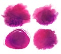 Purple watercolor stains collection.