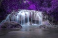 Purple waterfall magic colorful, picture painted like a fairytale world