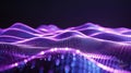 Purple Waves Of Digital Particle Surface, Abstract Technology Background Royalty Free Stock Photo