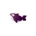 Purple whale killer. Underwater creature. Raster illustration in the flat cartoon style. Royalty Free Stock Photo