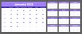 Purple and white calendar 2023 template with week starts on sunday