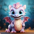 A purple and white dragon with big eyes, happy Chinese New Year 2024, Dragon Year. Royalty Free Stock Photo