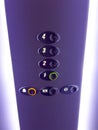 A purple and white elevator control panel with buttons for the buttons Royalty Free Stock Photo