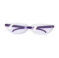 Purple white sport sunglasses isolated white. Modern eyewear UV protection vector