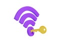 Purple wifi symbol with key