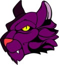 Purple Wild Cat Head Illustration Vector