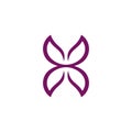 Purple Wing Butterfly or Leaf Logo Template Illustration Design. Vector EPS 10 Royalty Free Stock Photo