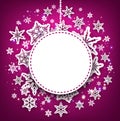 Purple winter background with snowflakes.