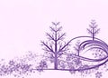 Purple Winter Scene on Pink Background