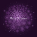 Purple winter snowflake Christmas background with vector snowflakes