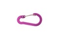 Purple wire gate sport climbing carabiner, isolated on white background