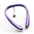 Purple Wireless Neckband Earphones On A White Background