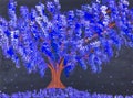 Purple wisteria tree painted with acrylics