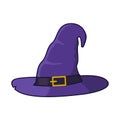 Purple Witch hat. Flat Vector cartoon illustration.