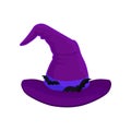 Purple wizard hat. Vector illustration on white background. Royalty Free Stock Photo