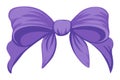 Purple Woman Bandana with Big Bow. Retro Headwear, Girls Headband for Hairstyle and Fashion Isolated on White Background