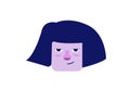 Purple woman face illustration in flat style