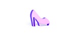 Purple Woman shoe with high heel icon isolated on white background. Minimalism concept. 3d illustration 3D render