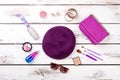 Purple women`s accessories.