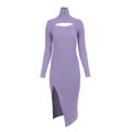 Purple women`s dress with a neckline