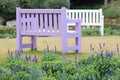 Purple wooden bench