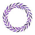 Purple Wreath of Leaves Watercolor Illustration