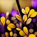 Purple and yellow abstract flower Illustration for prints, wall art, cover and invitation. Watercolor art background Royalty Free Stock Photo