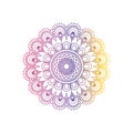 Purple and yellow color gradient brilliant flower mandala vintage decorative ornament