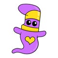 Purple yellow cute shaped creature, doodle icon drawing