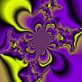Purple yellow dark phosphorescent flowery fractal geometries lines contrasts lines, texture and background Royalty Free Stock Photo