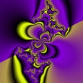 Purple yellow gold dark phosphorescent flowery fractal geometries lines contrasts lines, texture and background Royalty Free Stock Photo