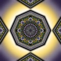 Purple and yellow mandala illustration with ornaments Royalty Free Stock Photo