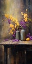 Purple And Yellow Paintings For Sale - Rustic Still Lifes With A Vietnamese Twist