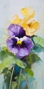 Purple And Yellow Pansy: Palette Knife Impressionism Painting