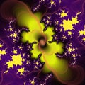 Purple yellow soft fractal, fractal fantasy shapes contrasts lights, sparkling petals, fractal, abstract background Royalty Free Stock Photo