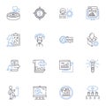 Purpose defining line icons collection. Vision, Clarity, Focus, Mission, Direction, Determination, Objectives vector and