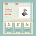 Purpose flat landing page website template. Routine, procrastination, human productivity. Web banner with header Royalty Free Stock Photo