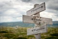 purpose fuels passion text engraved on old wooden signpost outdoors in nature