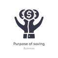 purpose of saving money outline icon. isolated line vector illustration from business collection. editable thin stroke purpose of