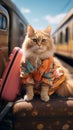 Purr fect vacation Cat travel concept brings humor and amusement