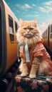 Purr fect vacation Cat travel concept brings humor and amusement