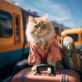 Purr fect vacation Cat travel concept brings humor and amusement