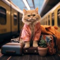 Purr fect vacation Cat travel concept brings humor and amusement