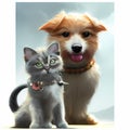 Purrfect Pals - Adorable Watercolor of Cats and Dogs in Friendship