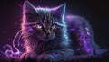 Purrfectly Neon captivating that embodies the enchanting combination of an AI-generated cat in a purple neon light,