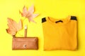 Purse and autumn sweater Royalty Free Stock Photo