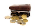 Purse with coins Royalty Free Stock Photo