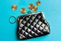 Purse for coins.Wallet for change. A leather purse Royalty Free Stock Photo