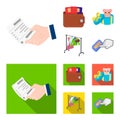 Purse with credit cards and other web icon in cartoon,flat style. gift sale of things, button more icons in set Royalty Free Stock Photo