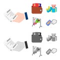 Purse with credit cards and other web icon in cartoon,monochrome style. gift sale of things, button more icons in set Royalty Free Stock Photo